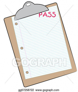 Stock Illustrations - Clipboard with lined paper marked pass ...