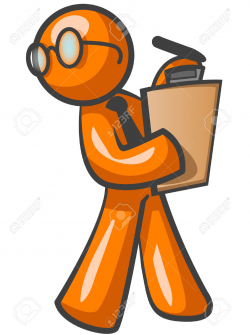 Orange Man Walking with Clipboard. » Clipart Station