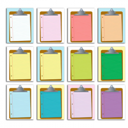 clipboard clipart with notebook paper - .png and .jpg//color, black and  white