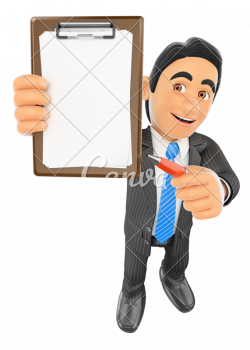 3D Businessman with Clipboard and a Pen - Photos by Canva