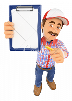 3D Worker with Blank Clipboard and a Pencil - Photos by Canva