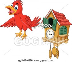EPS Vector - Cuckoo clock with red bird chirping. Stock ...