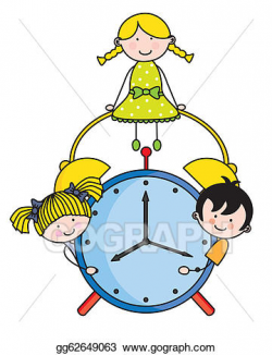 Vector Art - Children with an alarm clock. Clipart Drawing ...
