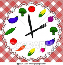 Vector Clipart - Clock showing healthy food. Vector ...