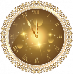 Gold New Year's Clock PNG Transparent Clip Art Image | Christmas 2 ...