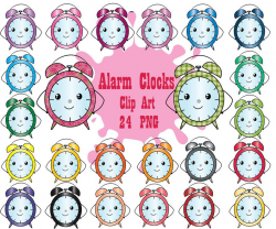 Kawaii Alarm Clocks Clip Art: 