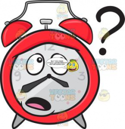 Clueless Alarm Clock Looking At A Floating Question Mark Sign Emoji