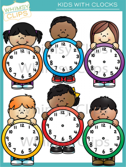 Kids with clocks clip art images image #10679