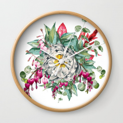 Gentille Peony, watercolor handpainted clipart, floral, flower, design,  stylish, wedding, invitation Wall Clock by manuelamishkova
