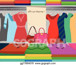 EPS Vector - Wardrobe closet shopping background. Stock ...