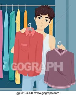 Vector Illustration - Teen guy wardrobe choose clothes. EPS ...