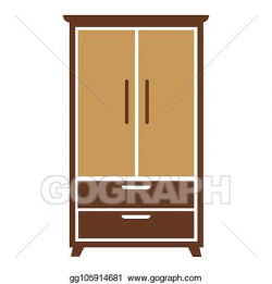 Vector Art - Brown wooden cartoon simple wardrobe isolated ...
