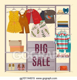 Vector Art - Colored wardrobe poster. Clipart Drawing ...