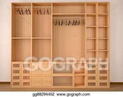 Stock Illustration - Empty wooden wardrobe closet. 3d ...