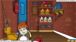 A Man Putting A Snowman Together and A Janitors Closet Background