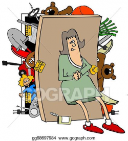 Stock Illustrations - Woman with a full closet. Stock ...