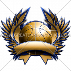 Basketball Metal Crest | Production Ready Artwork for T-Shirt Printing