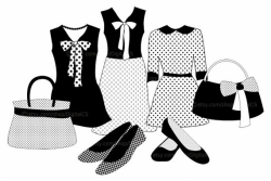 Clipart fashion clothes black and white girl clip art ...