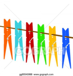 Vector Clipart - Clothes pegs on a rope. Vector Illustration ...