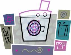 Washing Machine with Soap, Clothespin - Vector Image