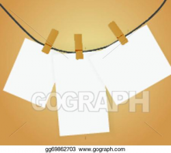 Vector Stock - White papers on clothes pin. Stock Clip Art ...