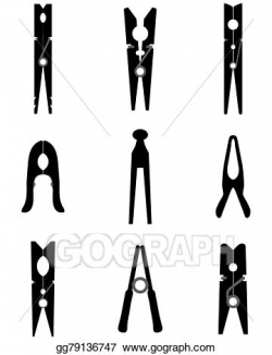 Vector Stock - Clothespins. Clipart Illustration gg79136747 ...