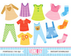 Items similar to 12 Clothes Clip Art, Kids Clothes Clipart ...