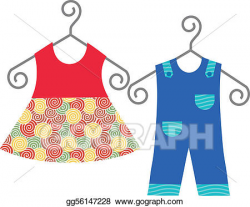 EPS Illustration - Baby clothes hanging on clothes hanger ...