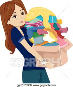 EPS Vector - Teen girl clothes donate box. Stock Clipart ...