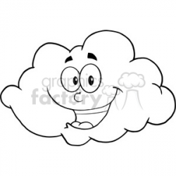 Royalty Free RF Clipart Illustration Black And White Happy Cloud Cartoon  Mascot Character clipart. Royalty-free clipart # 396916