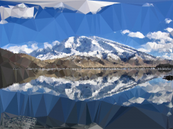 Clipart - Low Poly Chinese Mountain Lake Reflection