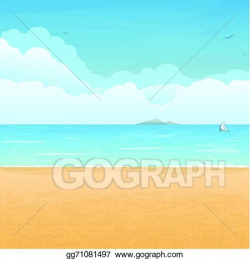 Vector Stock - Tropical beach and clouds scene. Clipart ...