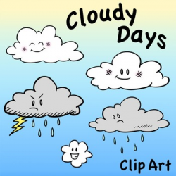 Cloud Characters Clip Art, Cloudy Days, Storm Cloud, Rain Cloud, Happy Cloud