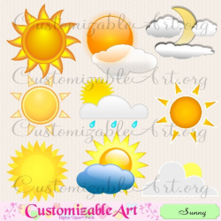 Weather Clipart Digital Sunny Sun Clipart Nice Weather Clipart Decorative  Sky Fun Cute Sun Cloud Cloudy Day Rain Rainy Moon Images Graphics
