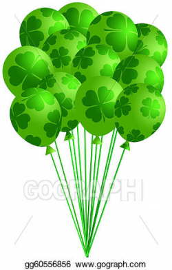 Drawing - Bunch of irish green balloons with shamrocks ...