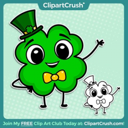 St. Patrick's Day Clipart - Cartoon Shamrock Four Leaf Clover Clipart  Character!