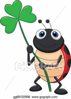 Vector Illustration - Ladybug cartoon with clover leaf. EPS ...