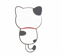 Cartoon Black and White Spots Red Collar Kitty cat kitten ...