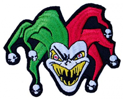 Evil Jester Clown Joker Skulls Biker Iron on Embroidered Patch D46