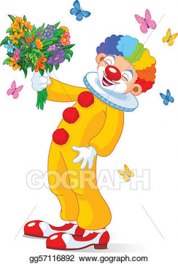 Vector Art - cute clown with flowers. EPS clipart gg57116892 ...