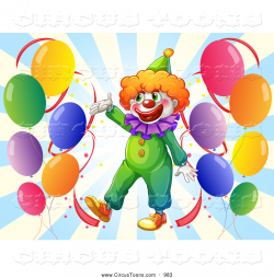 Circus Clipart of a Friendly Clown with Party Balloons and ...