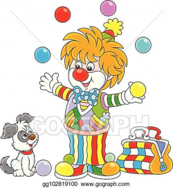 Vector Art - Circus clown juggling with color balls. Clipart ...