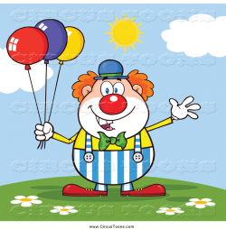 Circus Clipart of a Friendly Clown with Colorful Balloons on ...