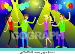 EPS Vector - People dance in night club party flat design ...