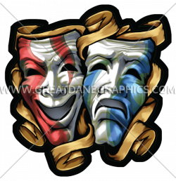 Drama Masks Colored | Production Ready Artwork for T-Shirt Printing