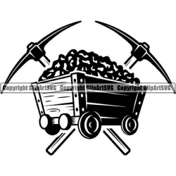 Mining Logo #1 Pick Axes Tool Cart Construction Digging Coal Mine Worker  .PNG .SVG .EPS Clipart Vector Cricut Cut Cutting Download Printable