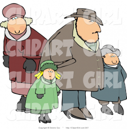 Clip Art of a Family Going out Together in Heavy Coats ...