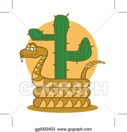 Vector Clipart - Rattle snake desert cactus clip art. Vector ...