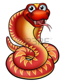 orange: A friendly red cartoon cobra snake Illustration ...