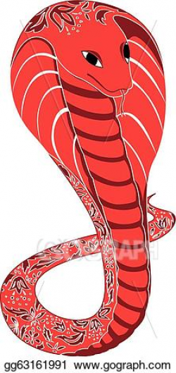Vector Stock - Red cobra with floral pattern. Clipart ...